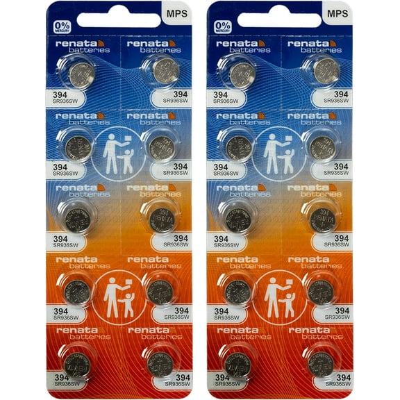 Renata 394 SR936SW Batteries - 1.55V Silver Oxide 394 Watch Battery (20 Count)