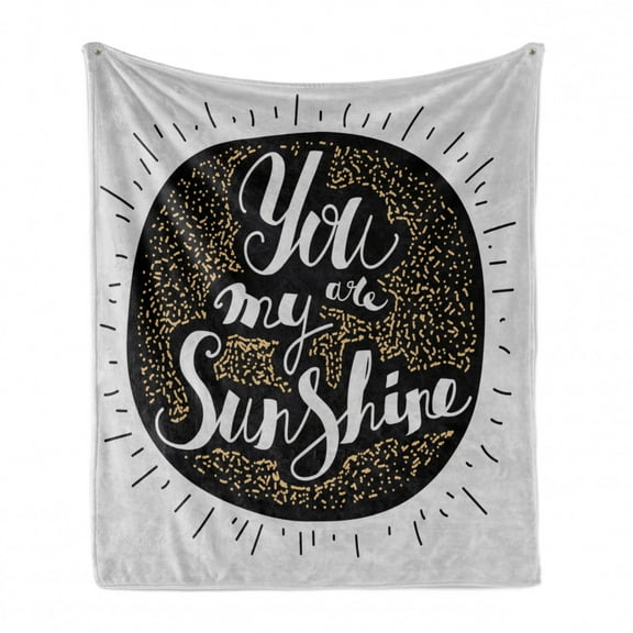Saying Soft Flannel Fleece Throw Blanket, You are My Sunshine Expression on Doodle Sun Print, Cozy Plush for Indoor and Outdoor Use, 60" x 80", Brown Grey, by Ambesonne