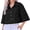 Black, variant on Half Sleeve Women Button Down Lapel Casual Cropped Denim Tops