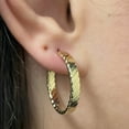 thumbnail image 4 of Italian 14k Yellow Gold Hollow Flat Rope Hoop Earrings 1.1" 4mm 2.6 grams, 4 of 5