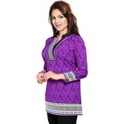 Maple Clothing India Tunic Top Kurti Women's Printed Indian Apparel (Purple, S)
