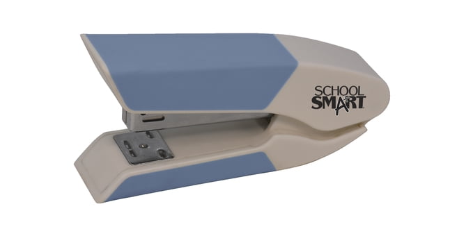 School Smart Stand-Up Stapler, Half Strip Regular Staples, Blue
