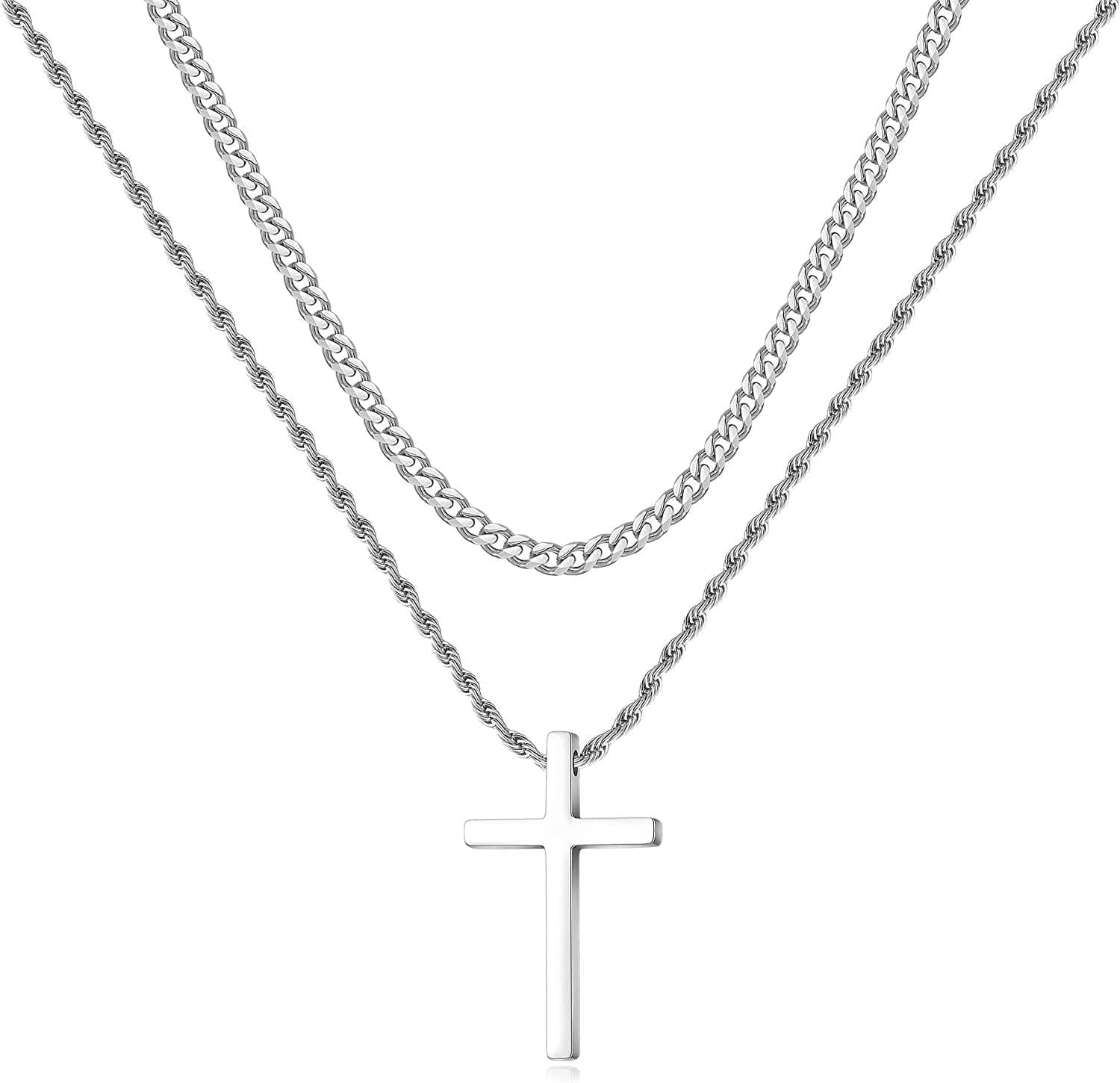 Joyful Creations Sterling Silver Tiny Cross Charm Chain Necklace
