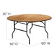 thumbnail image 3 of Mesa redonda plegable de madera de 152 cm con parte superior de acabado transparente, 3 of 7
