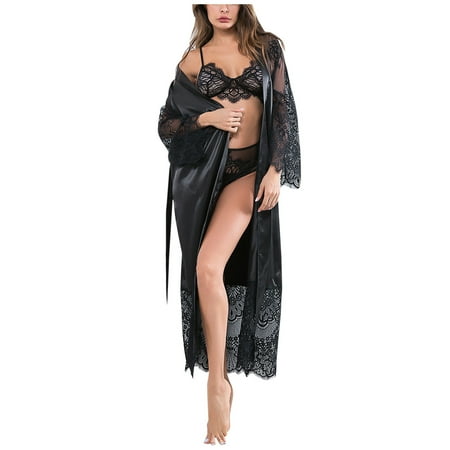 

Intimates Women s Large Lace Gown Lingerie Fitted Nightdress Polyester no underwire sports bra Black