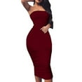 thumbnail image 3 of Prolriy Spring Summer Dresses for Women 2024 Women's Summer Casual Tight Sexy Sleeveless Wrapped Chest Long Beach Dress Sundresses for Women, Womens Dresses Wine M, 3 of 5