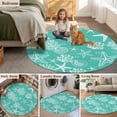 thumbnail image 6 of Teal Coastal Round Area Rugs Collection 4', Nautical Beach Starfish Coral Summer Non Slip Indoor Circular Throw Runner Rug Floor Mat Carpet for Living Room Dining Table Bedroom Nursery, 6 of 9