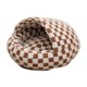 thumbnail image 3 of Cama cueva para gatos con funda con capucha, relajante, acogedora, cálida, redonda y suave para mascotas, suministros para mascotas, cachorros, perros Cuadros marrones 40cm, 3 of 8
