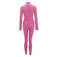 thumbnail image 3 of ZAZYULZ Jumpsuit for Women Women Sport Yoga Workout Ribbed Zipper Long Sleeve Embroidery Sport Jumpsuits(Pink,Xxl), 3 of 7