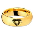 thumbnail image 2 of Tungsten Superhero Super Dad Emblem Symbol Band Ring 7mm Men Women Comfort Fit 18k Yellow Gold Dome Polished, 2 of 4