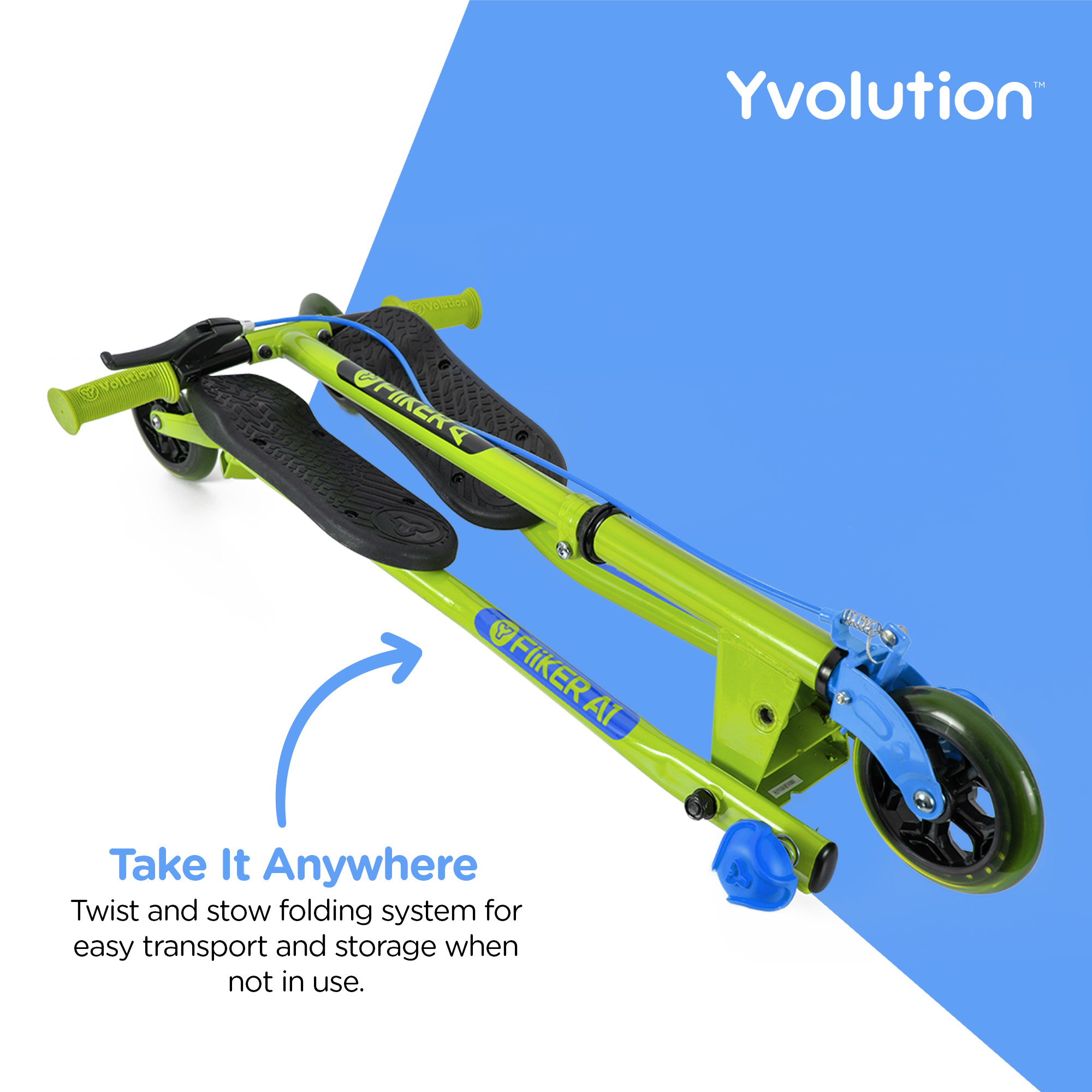 Yvolution Y Fliker Air A1 | 3 Wheel Drift Scooter for Kids Child 5-8 Years Old (Green) Unisex - image 4 of 7