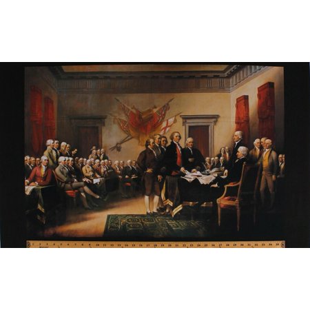 24.25" X 44" Panel Declaration of Independence Oil Painting Look John Trumbull Revolutionary War USA Patriots Digital Cotton Fabric Panel (SRKD-18633-199 ANTIQUE)