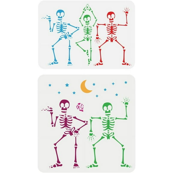 2Pcs 2 Styles PET Hollow Out Drawing Painting Stencils for DIY Scrapbook Photo Album Skeleton 297~300x210~300mm 1pc/style