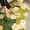 thumbnail image 4 of Alfombra de baño con diseño floral de musgo, bonita alfombra de baño con diseño de plantas, alfombra de baño con flores de primavera, alfombra decorativa de pelo largo con estética verde, alfombra de, 4 of 6