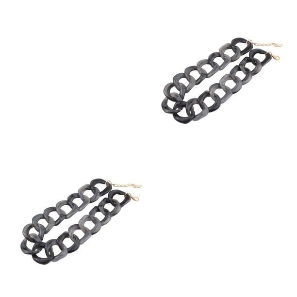 Sonducket Gargantilla collar exagerado grueso enlace suéter cadenas mujeres Collar colgantes joyería Ropa Accesorios gris blanco Gris blanco 2piezas