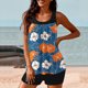 thumbnail image 4 of Trajes de baño Amzcrzy Tankini para mujer, trajes de baño, trajes de baño de dos piezas, bikini para mujer con estampado conservador y espalda con tiras, traje de baño azul claro, L, 4 of 6