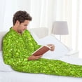 thumbnail image 6 of Gaeub Lime green glitter Mens Pajamas Set Mens Sleepwear with Long Sleeve Top & Bottoms PJs-Medium, 6 of 7