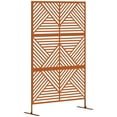 thumbnail image 2 of Outsunny Decorative Metal Outdoor Privacy Screen, Freestanding Privacy Fence Screen Outdoor Divider with Stand, 78" H x 48" W Rhombus Brown, 2 of 9