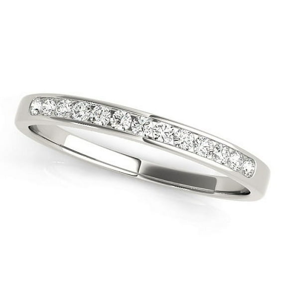 0.20 Carat Round Diamond Wedding Band In 10K Solid White Gold