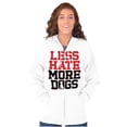 thumbnail image 4 of Less Hate More Dogs Peace Relaxed Pet Unisex Fleece Graphic Zip Up Hoodie Brisco Brands 2X, 4 of 5