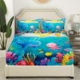 thumbnail image 3 of Erosebridal Whale Jellyfish Sheet Set Twin,Ocean Wildlife Bedding Sets Twin Size,Super Cozy Bed Sheets Twin,Underwater World Decoration,3pcs, 3 of 7