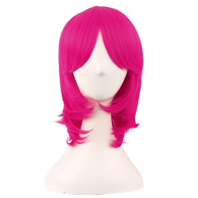 LinYooLi Perruque Cosplay en Fibre Synthétique 16 Pouces/40 cm (Blanc/bleu Azure)