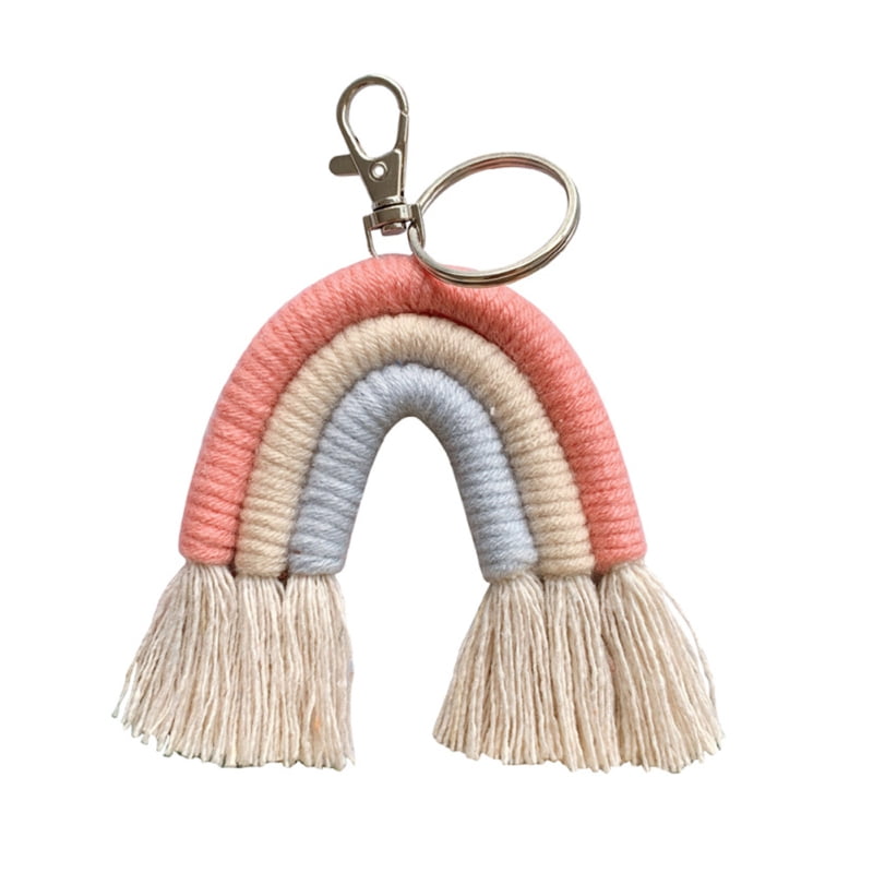 EFINNY Macrame Rainbow Keychains Boho Bag Accessories With Tassels