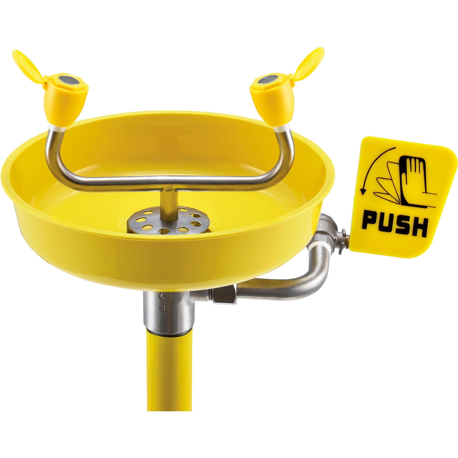Emergency Eyewash, Pedestal Mounted, ABS Plastic Bowl, Yellow