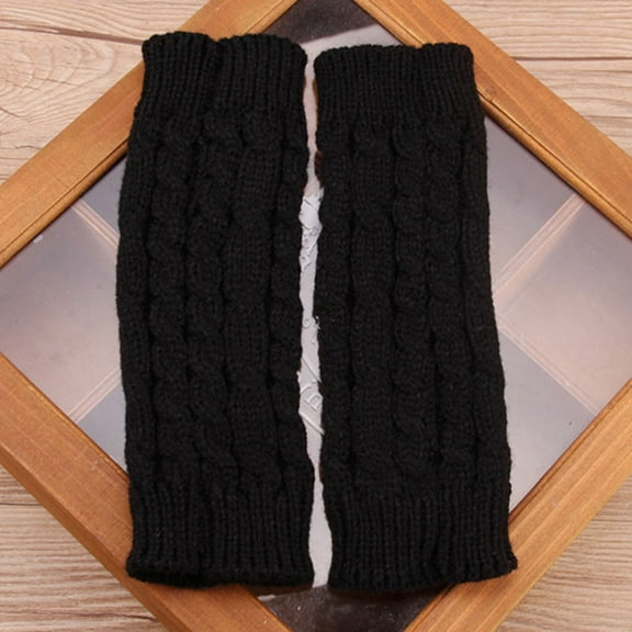 GOOHOCHY Long Fingerless Gloves with Thumb Hole Knitted Gloves Acrylic 1 Pair Black