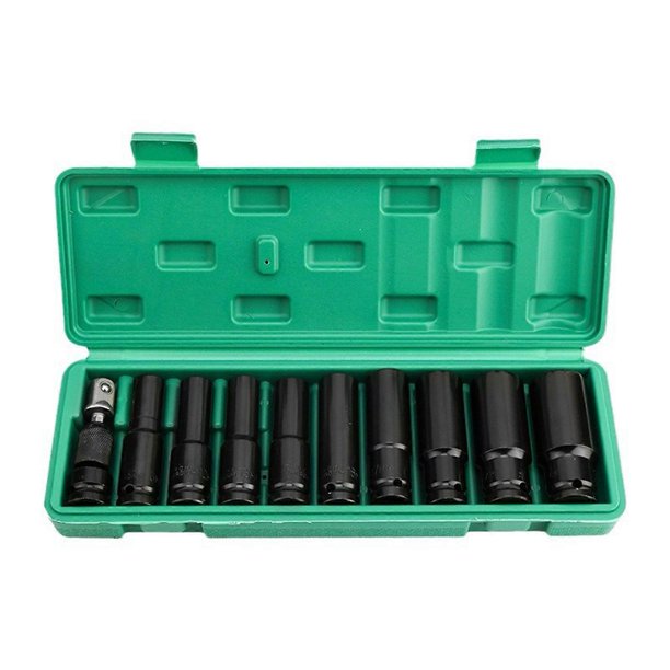 1/2" Hex Socket Set 10-24mm Chrome Vanadium Deep Socket Set for Automotive Repair Long Reaching Metrics Socket