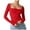 Red, variant on Women's Sexy Long Sleeve Crop Top Square Neck Basic Slim Fit T Shirt