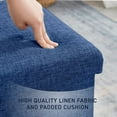 thumbnail image 6 of Ornavo Home 2 Pack 15 Inch Folding Storage Ottoman with Storage, Square Cube Linen Small Storage Ottoman Foot Rest Stool - Navy Blue, 6 of 6