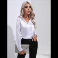 thumbnail image 4 of Blusas de Satén para Mujer, Informales, de Larga, con Botones, Elegantes, para Trabajo y Negocios S, 4 of 10