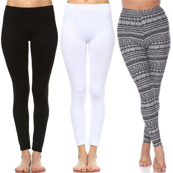 White Mark PACK 135 Size 4-12 Leggings, Black, White & Gray - Pack of 3