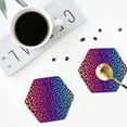 thumbnail image 5 of Balery 6 Pcs Leopard Neon Rainbow Gradientleather Coasters Set, Drink Table Cup Coasters For Living Room Kitchen Coffee Decor, 5 of 9