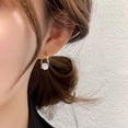 thumbnail image 3 of Pendientes de aro con incrustaciones geométricas de circonita para mujer, joyería de lujo con cristales brillantes, aretes de moda para niña, 3 of 4