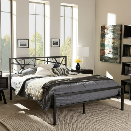 Vintage Beds For Sale Baxton Studio Barkley Vintage Industrial Black Finished Metal Platform Bed, Multiple Sizes ()