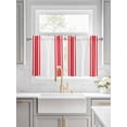thumbnail image 2 of Half Window Curtains 24 Inches Long, Red Striped Window Treatment Curtain Drapes, Modern White Striped Abstract Art Aesthetics Short Curtains Tiers for Kitchen Over Sink, 27.5"x24", 2 Panels, 2 of 7