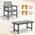 thumbnail image 6 of KINGYES 5 Piece Patio Dining Set for 4, HDPE Outdoor Table and Chairs Set with Umbrella Hole, Gray, 6 of 9