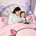 thumbnail image 4 of Manfei Cute Axolotl Full Size Comforter Sets,Kawaii Animals Pattern Bedding Comforter Set,Pink Reversible,3-Piece,1 Comforter and 2 Pillowcases, 4 of 7