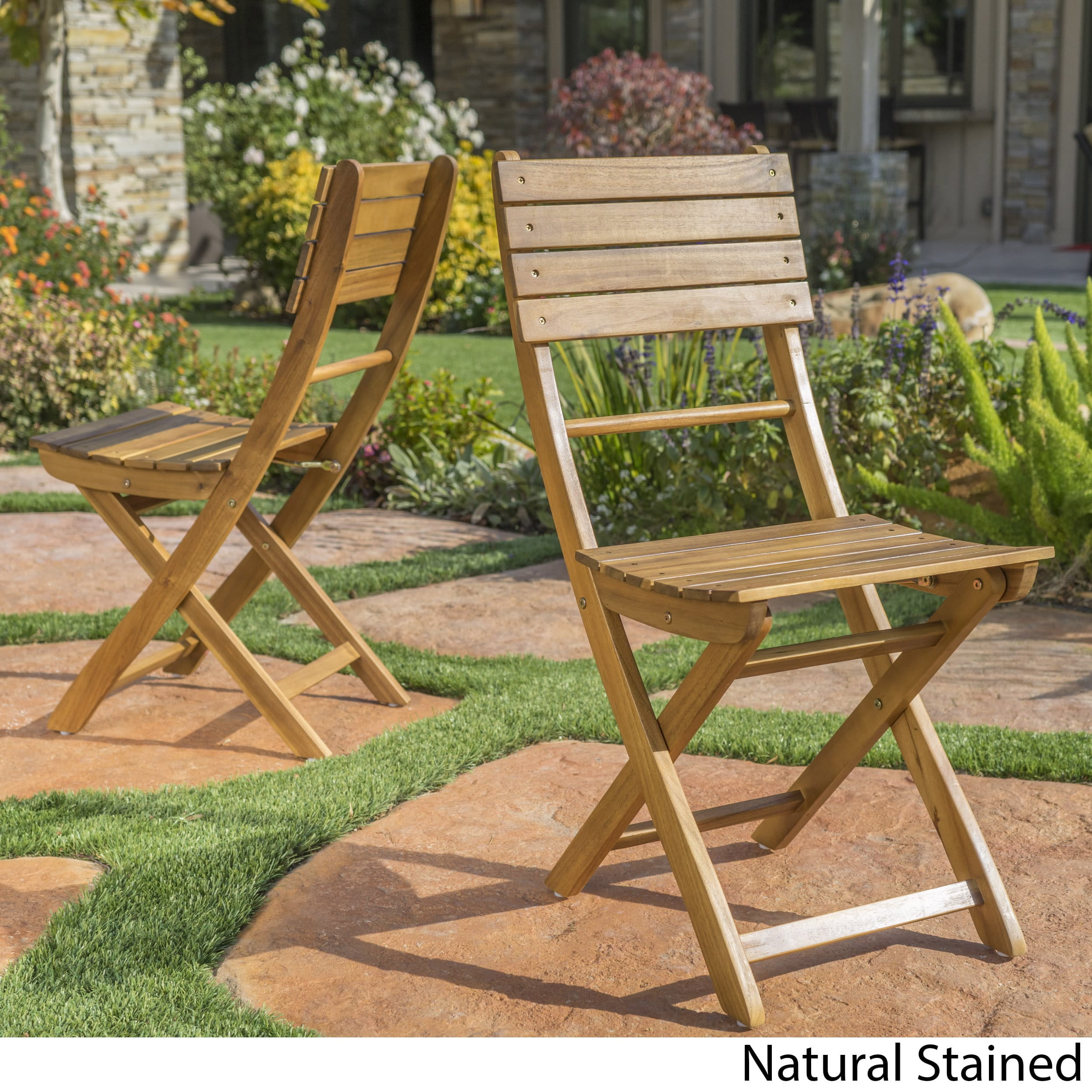 Christopher Knight Home Positano Outdoor Acacia Wood Folding Dining Chair Set Of 2 By