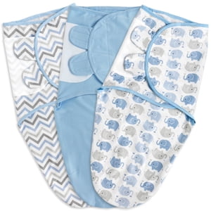 Gllquen Baby Organic Cotton Swaddle 3-Pack, Blue