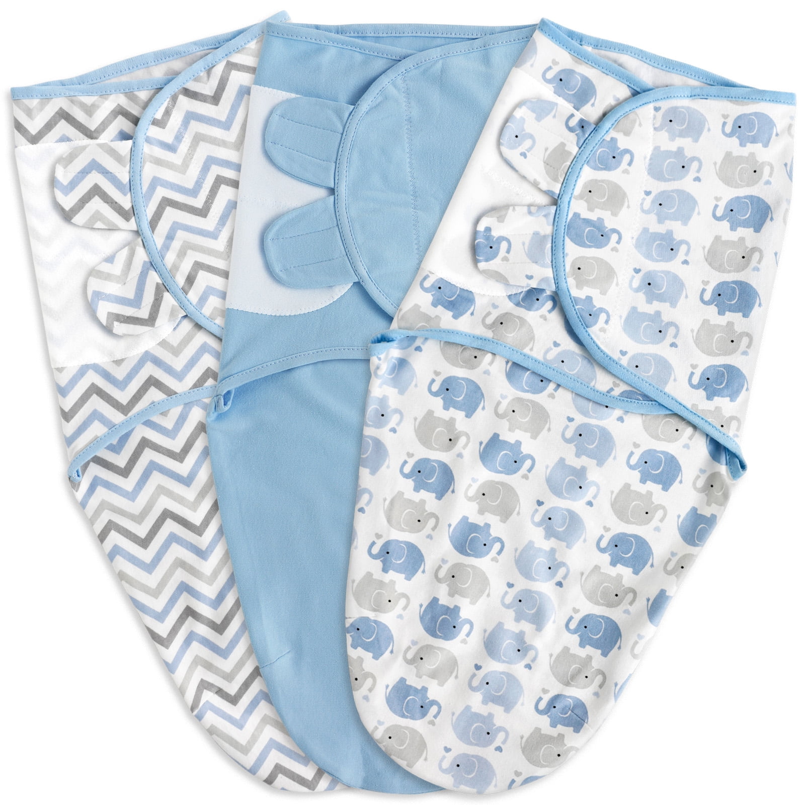 Gllquen Baby Organic Cotton Swaddle 3-Pack, Blue photo 1