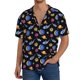 thumbnail image 1 of Balery Whales In Space Camisa Casual de Manga Corta con Botones para Hombre, Texturizada, Estilo Cubano, para Playa, Verano-Small, 1 of 5