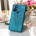 thumbnail image 5 of SaniMore Case for Motorola Moto G Power 2023 (6.5"), PU Leather Skin with Luxury Embossed Butterfly [Wrist Strap & Card Slots & Flip Kickstand] Full-body Shockproof Business Wallet Cover, Blue, 5 of 7