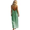 thumbnail image 5 of Women's Plaid Backless Spaghetti Strap Dress Loose Fit Loungewear Vacation Casual Dress Green XXXL, 5 of 7