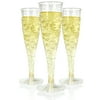 Host & Porter Gold Glitter Plastic Champagne Flutes, 5oz, 50 Count