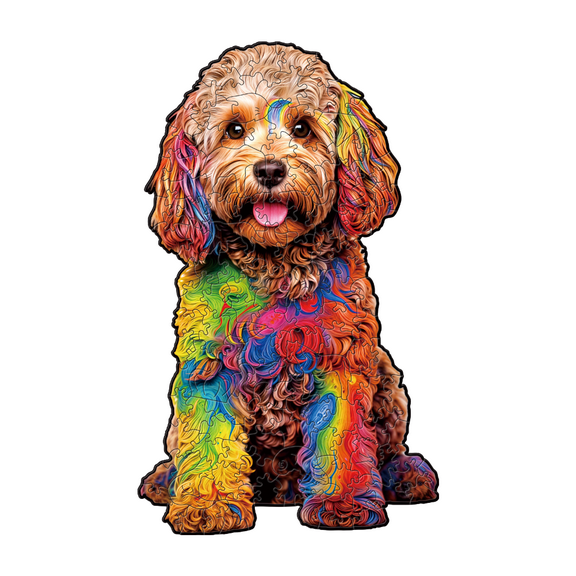 Nestologi Labradoodle Dog Premium Wooden Jigsaw Goldendoodle Puzzle for Adults - Large - 5 Hours to Complete