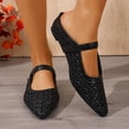 thumbnail image 6 of hoksml Women's Crochet Pointed Toe Mules, Adjustable Buckle Strap, Low Heel Casual Shoes, 6 of 9