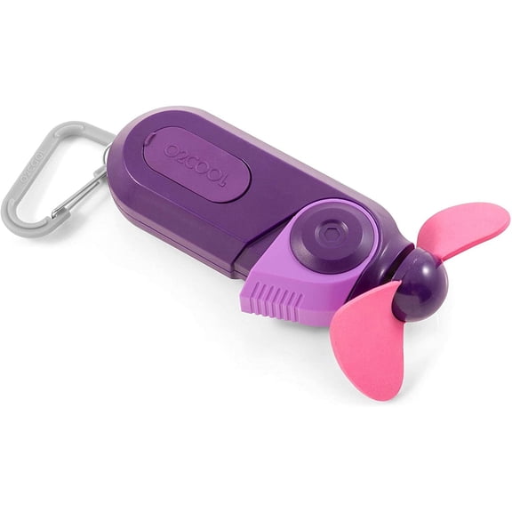 O2Cool Pocket Sport Misting Fan Purple with battery